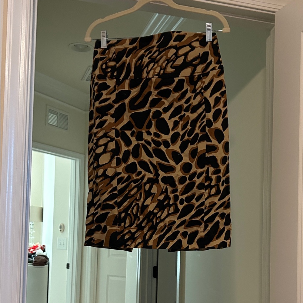 Leopard pencil skirt high waisted with slit